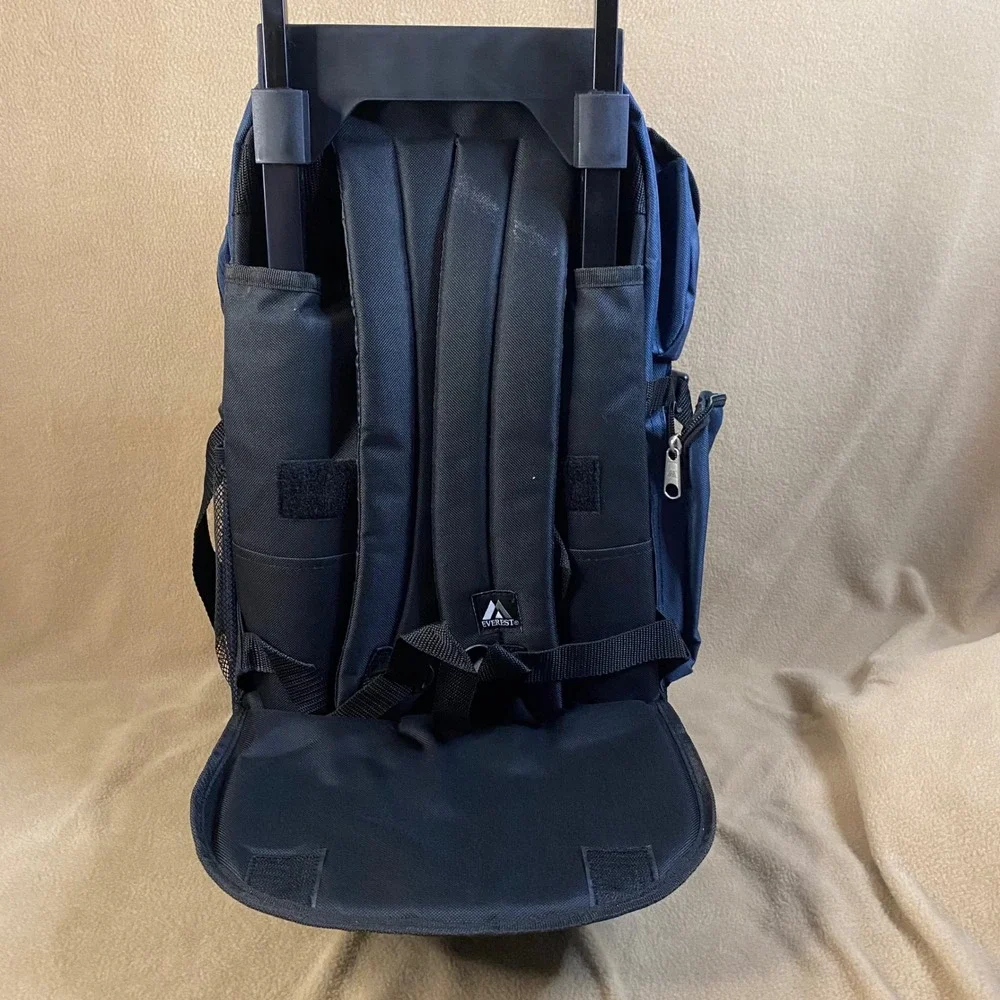 Everest Rolling Backpack Wheeled CarryOn Luggage Travel School Bag Navy Blue EUC - Picture 4 of 10